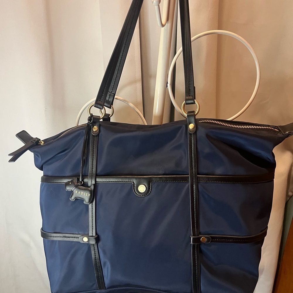 RADLEY LONDON Blue and Black Tote Bag with Leather-Look Straps